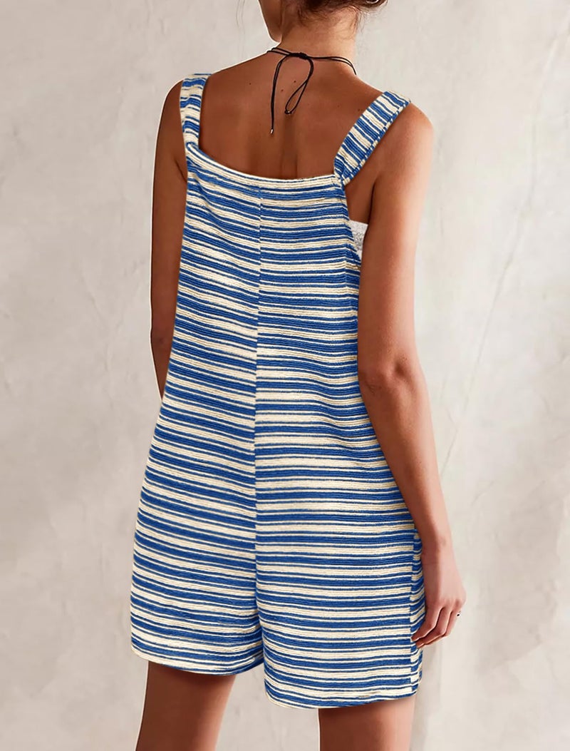 Yousify Rompers for Women Vacation Beach Navy Blue Shorts Jumpsuits Overalls Loose 2026 Trendy Dress Fashion Summer Outfits L - Image 4