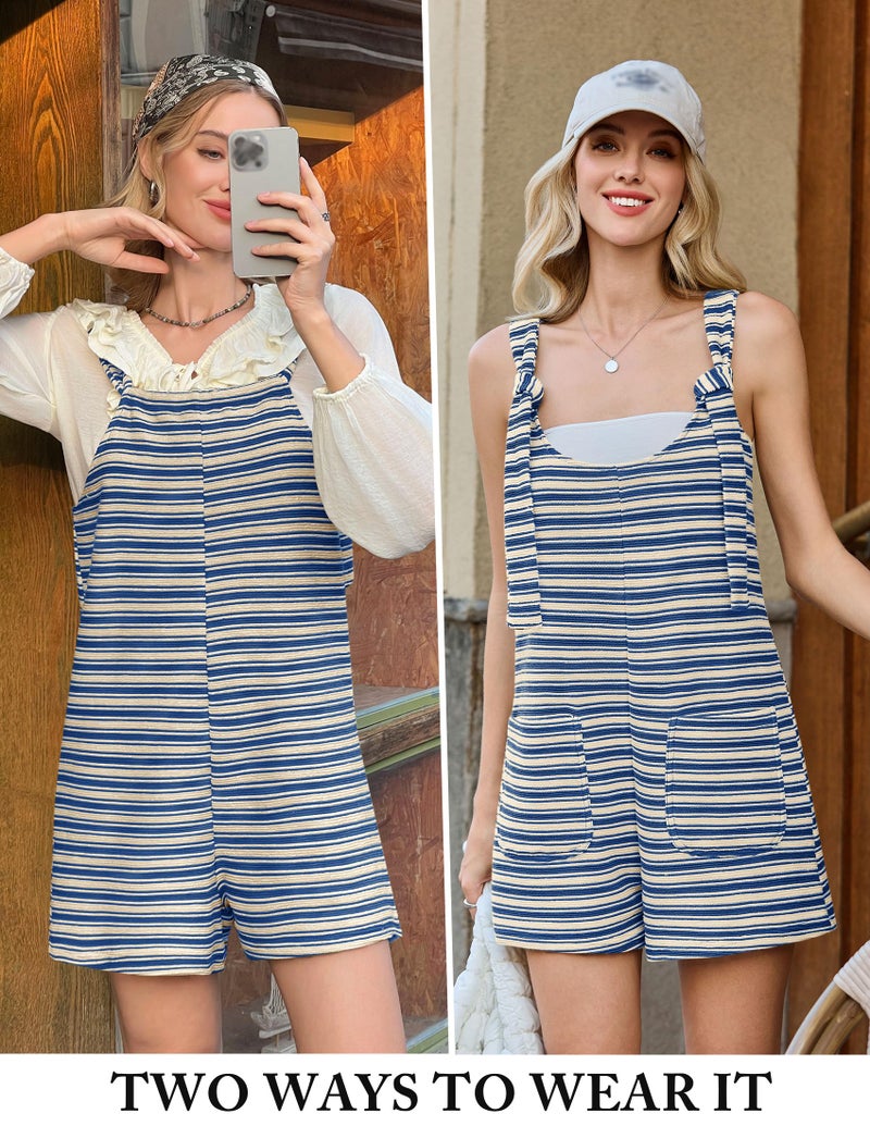 Yousify Rompers for Women Vacation Beach Navy Blue Shorts Jumpsuits Overalls Loose 2026 Trendy Dress Fashion Summer Outfits L - Image 2
