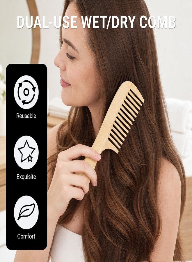 UPIQNG 3 pcs Natural Handmade Bamboo Anti-Static Combs Set Natural Wooden Combs Wide Tooth, Rat Tail and Fine Tooth for Hair, Beard, Travel-Friendly, Hand Polished - Image 4