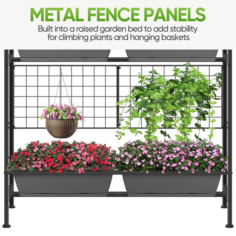 CADUKE Raised Planter Box, Plastic Raised Garden Bed with Legs, Standing Planter Box with Drainage Holes & Trellis, 32" Elevated Flower Beds Outdoor & Indoor for Vegetables, Balcony, Patio, Grey - Image 3