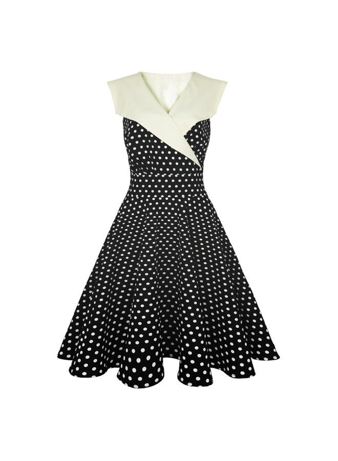 HIGAKI Women's 1950s Dress Tea Party V-Neck Sleeveless Vintage Dress, Dr0065bk, XXL - Image 3