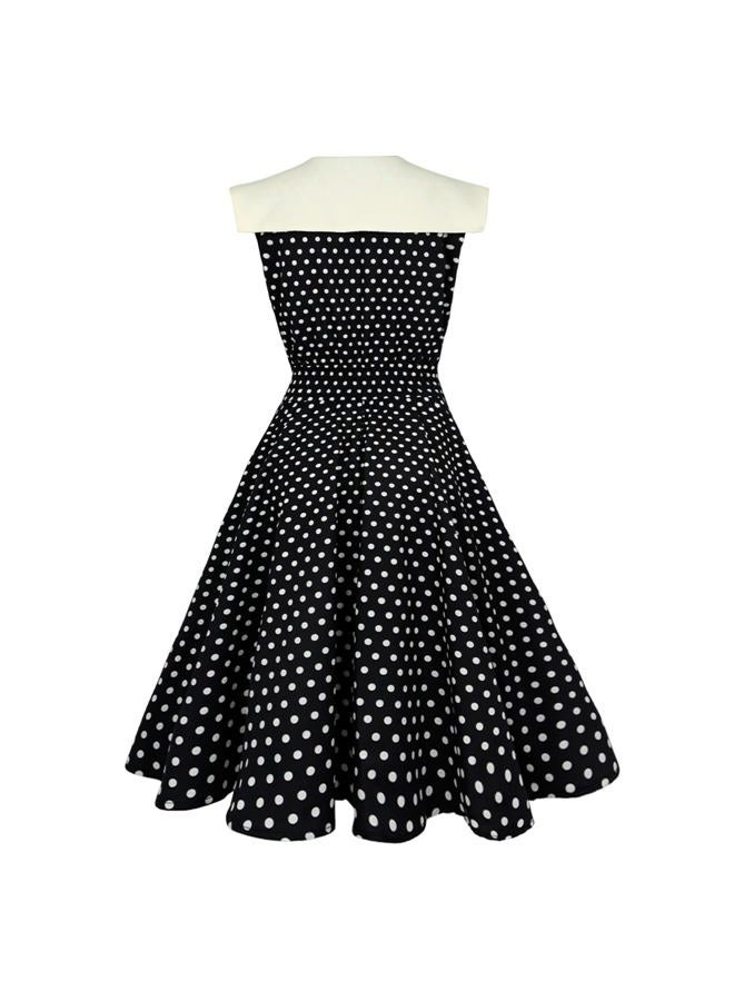 HIGAKI Women's 1950s Dress Tea Party V-Neck Sleeveless Vintage Dress, Dr0065bk, XXL - Image 5