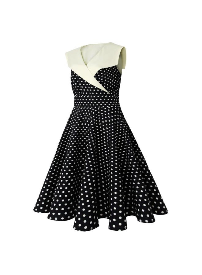 HIGAKI Women's 1950s Dress Tea Party V-Neck Sleeveless Vintage Dress, Dr0065bk, XXL - Image 4