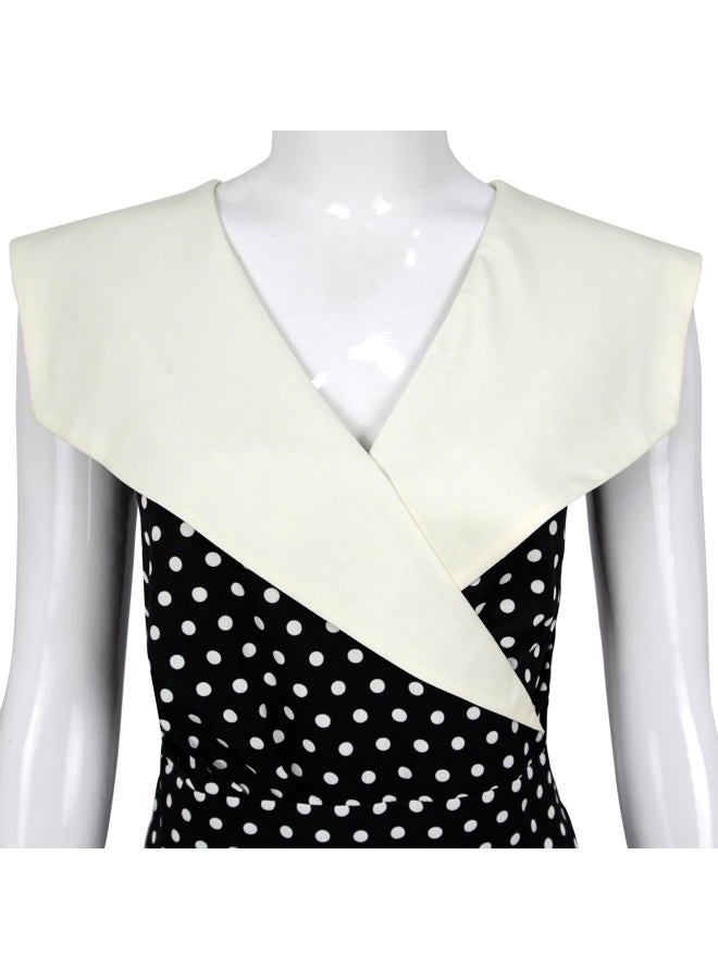 HIGAKI Women's 1950s Dress Tea Party V-Neck Sleeveless Vintage Dress, Dr0065bk, XXL - Image 2