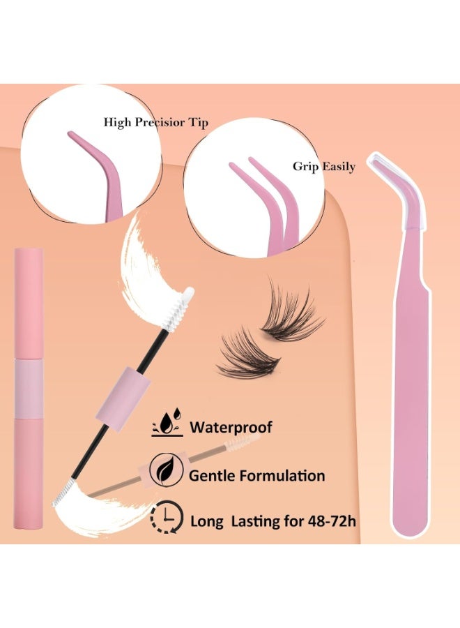MJZ 168pcs Self Adhesive Eyelashes Clusters, DIY False Eyelash Extension Kit,9-12mm D Curl Natural Individual Waterproof Fluffy Lashes, with Lash Bond and Seal and Tweezer, Daily Exquisite Eyelashes Clusters - Image 2