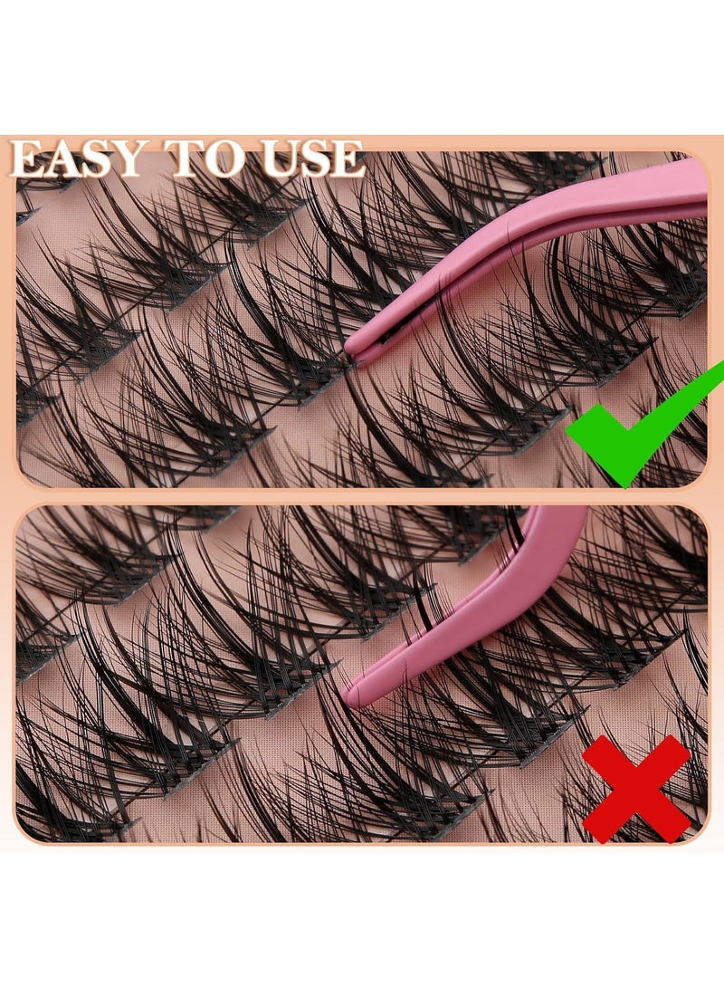 MJZ 168pcs Self Adhesive Eyelashes Clusters, DIY False Eyelash Extension Kit,9-12mm D Curl Natural Individual Waterproof Fluffy Lashes, with Lash Bond and Seal and Tweezer, Daily Exquisite Eyelashes Clusters - Image 5