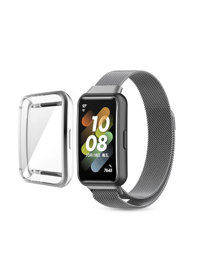 O Ozone Milanese Strap With TPU Watch Case For Huawei Watch Band 7 Grey - Image 1