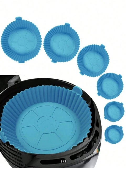 6pcs Reusable Silicone Air Fryer Round Liners Assorted Sizes for Versatile Cooking