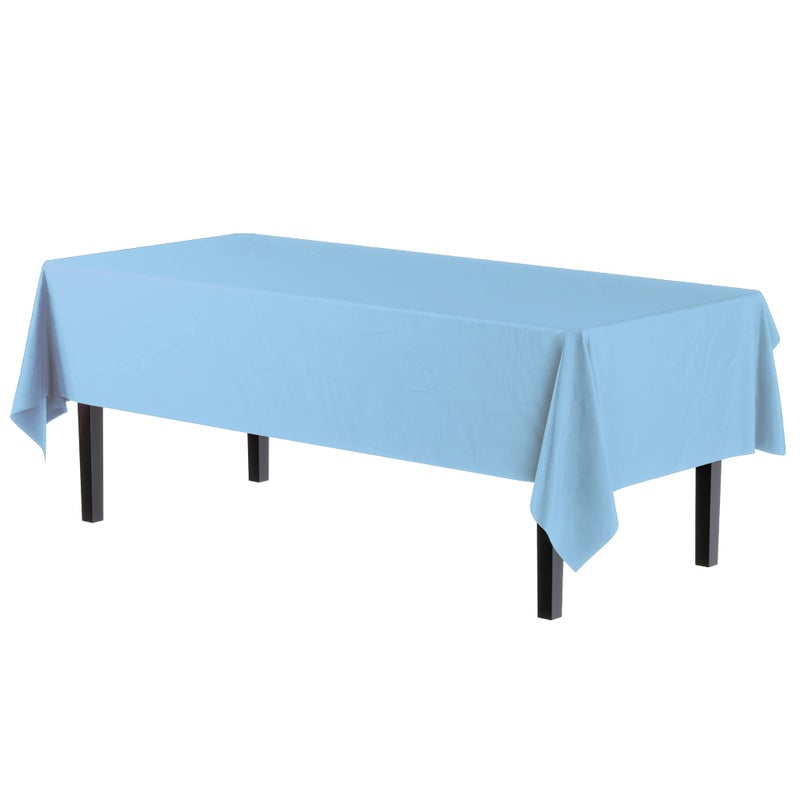 Party Solids Exquisite Party Solids 6-Pack Premium Plastic Tablecloth 54in. x 108in. Rectangle Plastic Table Cover - Light Blue - Image 2