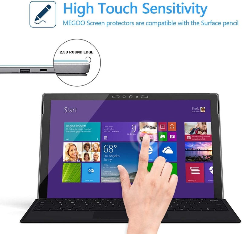 ميجو [عبوة من 2] واقي شاشة لجهاز Surface Pro 7 Plus الجديد / Surface Pro 7، فائق الوضوح / استجابة عالية / زجاج مقوى، متوافق مع Microsoft Surface Pro 7 12.3 بوصة (إصدار 2019) - Image 3