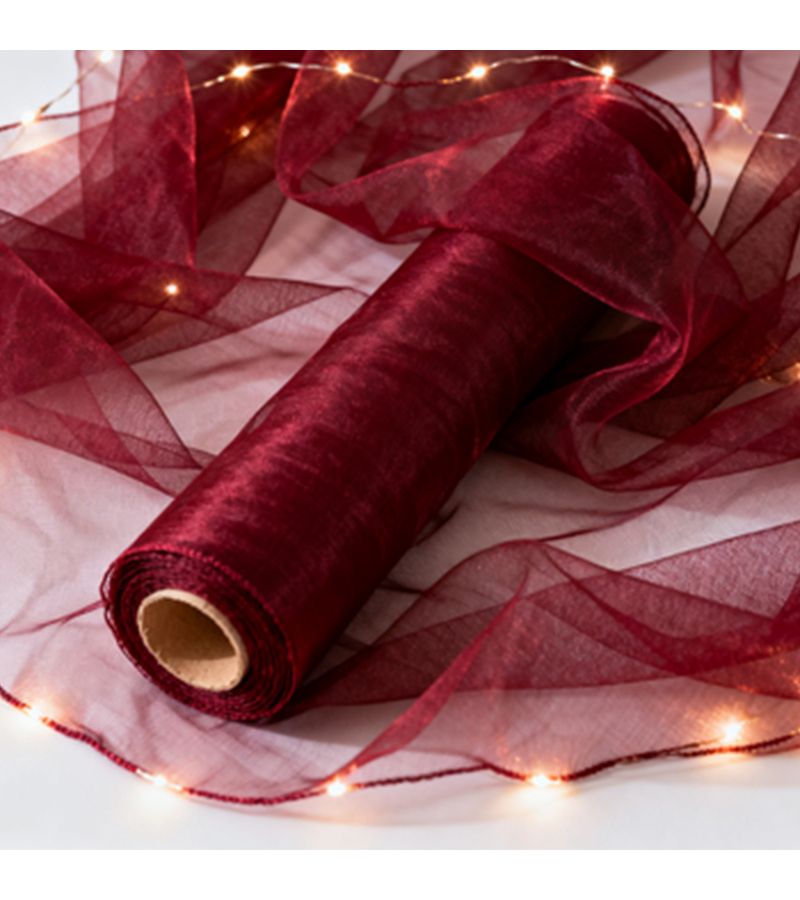Classic Burgundy Wine Red Mesh Fabric 35x3000cm for Wedding Arch Decor Projects - Image 2
