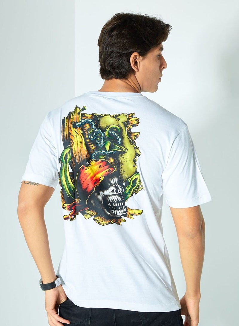 MAGNUM OPUS Graphic Skull Print Crew Neck T-shirt - Image 1