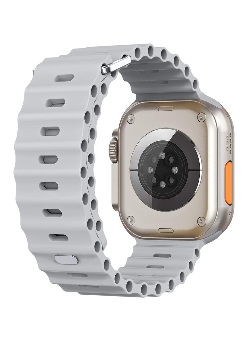ICARLUS - Ocean Band Compatible with Apple Watch Ultra Band 41/40/38mm Men Women, Soft Silicone Sport Band Replacement Strap for Apple Watch Ultra2/Ultra iWatch Series 9 8 7 SE 6 5 4 3 2 1 Grey - Image 1