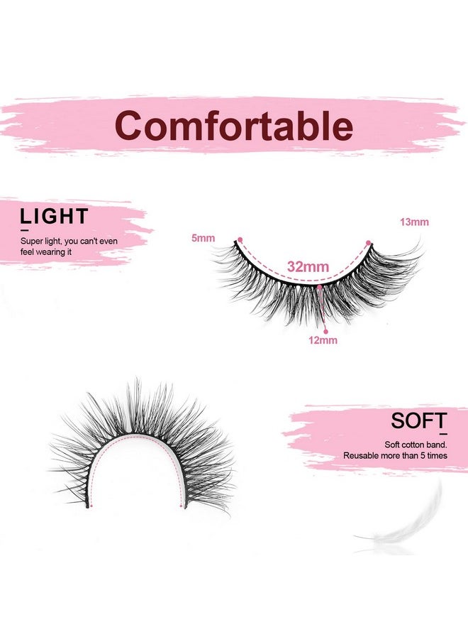 SONAFEEL - Natural Eyelashes Wispy Cat Eye Lashes 3D Mink Lashes Pack 13Mm 10Pairs Short Fluffy False Eyelashes Reusable Natural Strip Lashes - Image 1