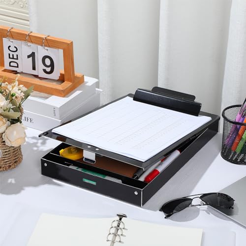 Janlaugh 1 Pieces Metal Storage Clipboard Letter Size Heavy Duty Aluminum Clip Board 14'' x 9.06'' x 2.95'' Contractor Clipboard Dual Storage Form Holder Paper Holder with High Capacity Clip - Image 5