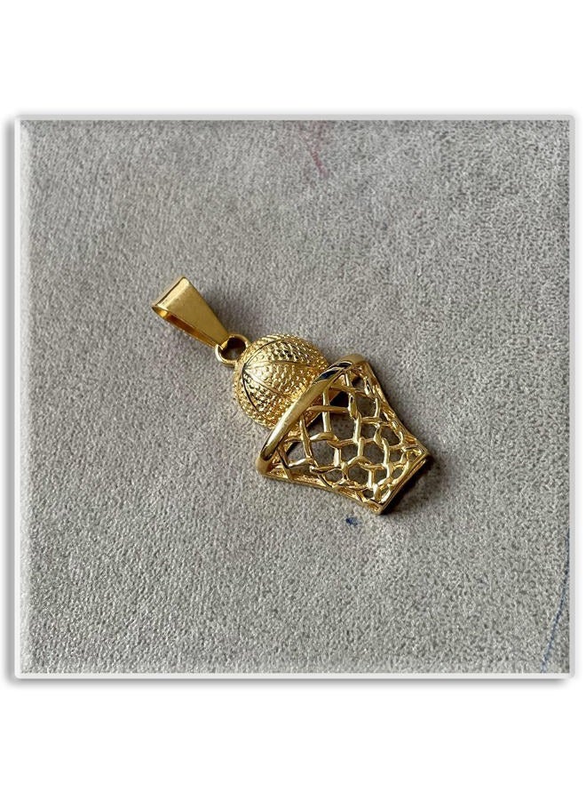 Xusamss Punk Rock Stainless Steel Basketball Hoop Pendant Necklace, stainless steel, no gemstone - Image 3