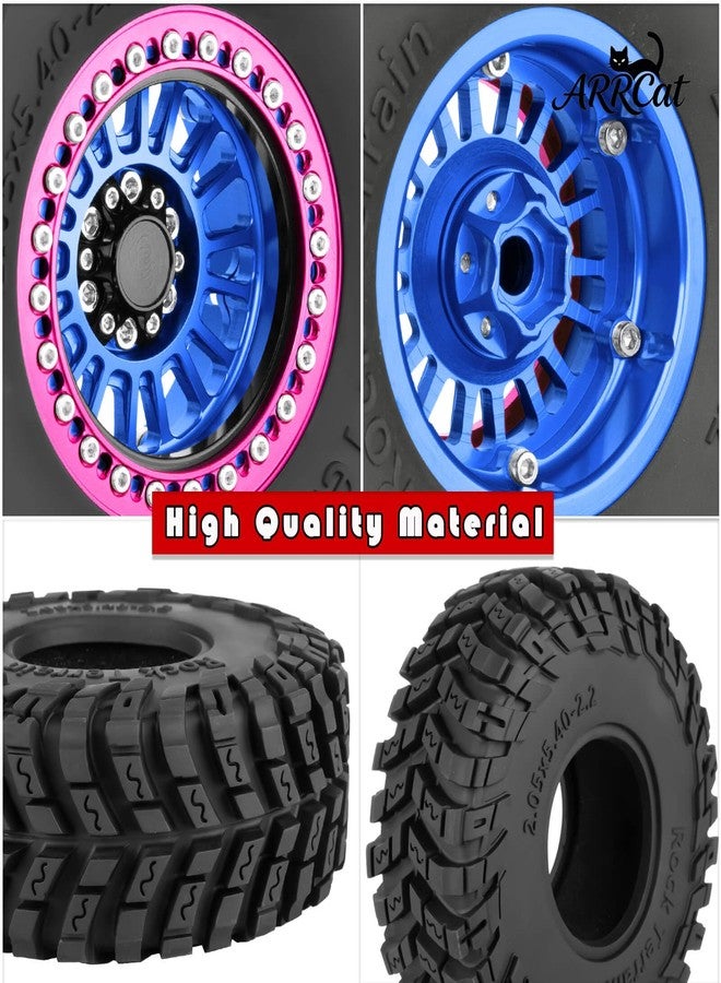 ARRCat Alloy 2.2 Wheel Tires for 1/10 TRX4 TRX6 SCX10 SCX10 II SCX10 III SCX10 Pro Gen7/8 D90 VS4-10 MST CFX RC Crawler Car,RC 2.2 Beadlock Wheel Off Road Buggy Rally RC Truck Tires,Navy Blue - Image 5