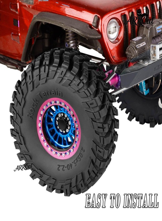 ARRCat Alloy 2.2 Wheel Tires for 1/10 TRX4 TRX6 SCX10 SCX10 II SCX10 III SCX10 Pro Gen7/8 D90 VS4-10 MST CFX RC Crawler Car,RC 2.2 Beadlock Wheel Off Road Buggy Rally RC Truck Tires,Navy Blue - Image 3