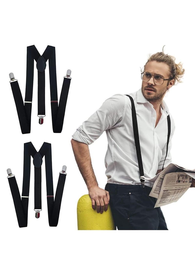Sweet seven 2 Pcs Adjustable Trousers Strap Y Back Style Suspenders Black for Men and Women With Strong Metal Clips Adjustable - Image 1