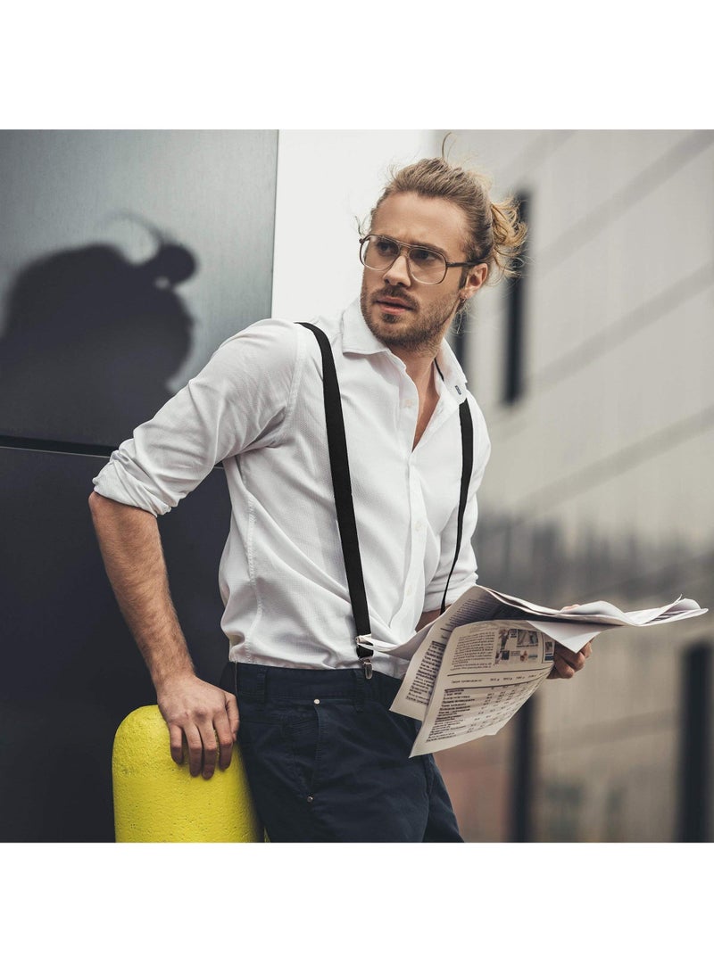 Sweet seven 2 Pcs Adjustable Trousers Strap Y Back Style Suspenders Black for Men and Women With Strong Metal Clips Adjustable - Image 4