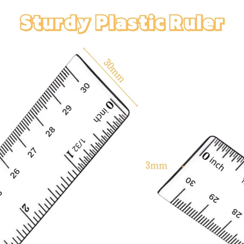 EACOZY Plastic Ruler, 12 Inch Clear Plastic Ruler, Centimeter, Millimeter and Inches, Pack of 2 - Image 4