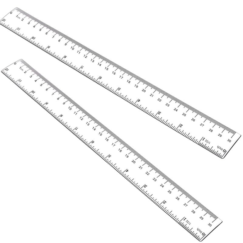 EACOZY Plastic Ruler, 12 Inch Clear Plastic Ruler, Centimeter, Millimeter and Inches, Pack of 2 - Image 1