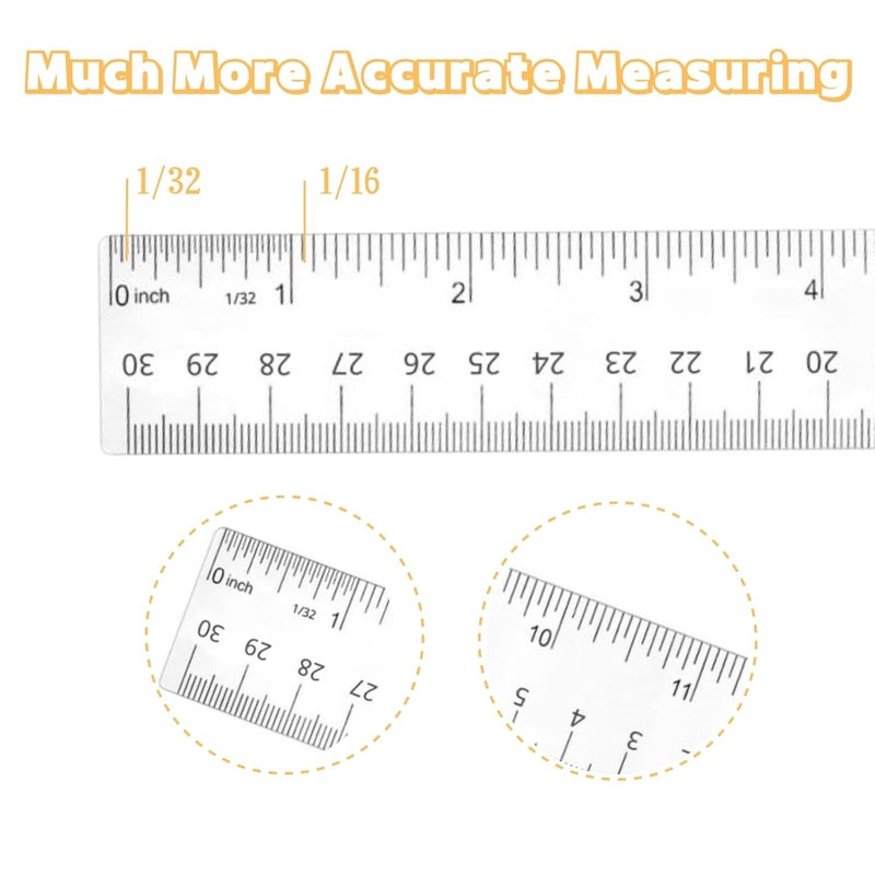 EACOZY Plastic Ruler, 12 Inch Clear Plastic Ruler, Centimeter, Millimeter and Inches, Pack of 2 - Image 5