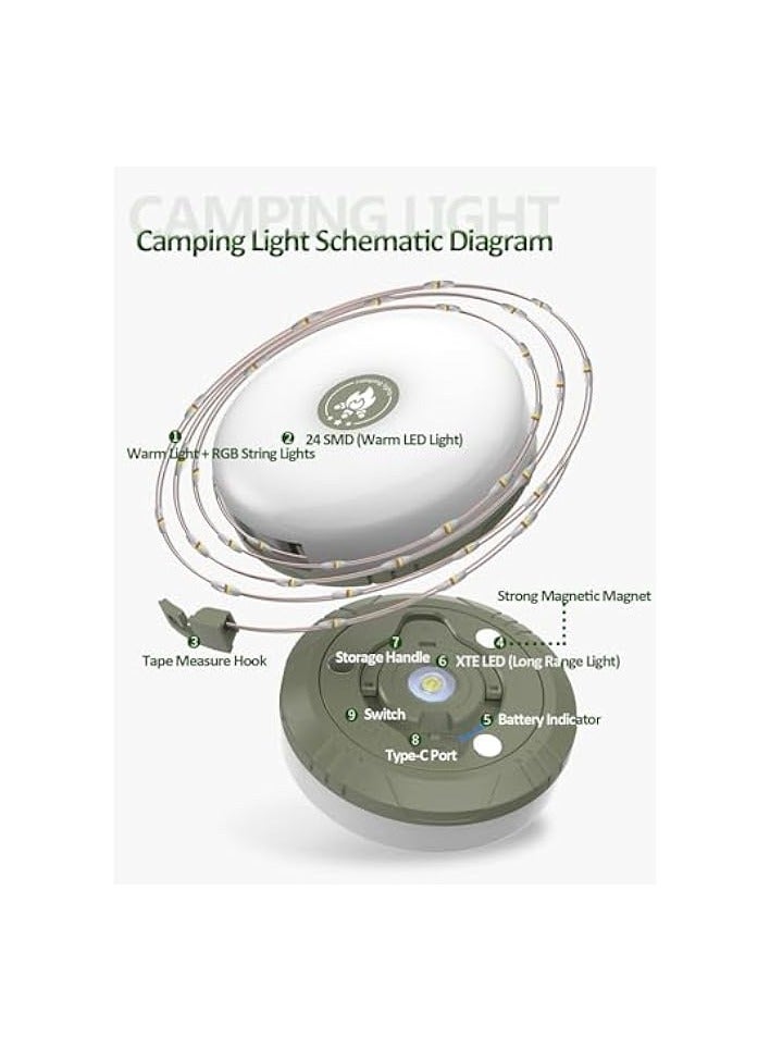 إيروريكس مصابيح تخييم متعددة الوظائف مع سلسلة ضوء (33 قدمًا)، مصباح تخييم مقاوم للماء IP44 - Image 4