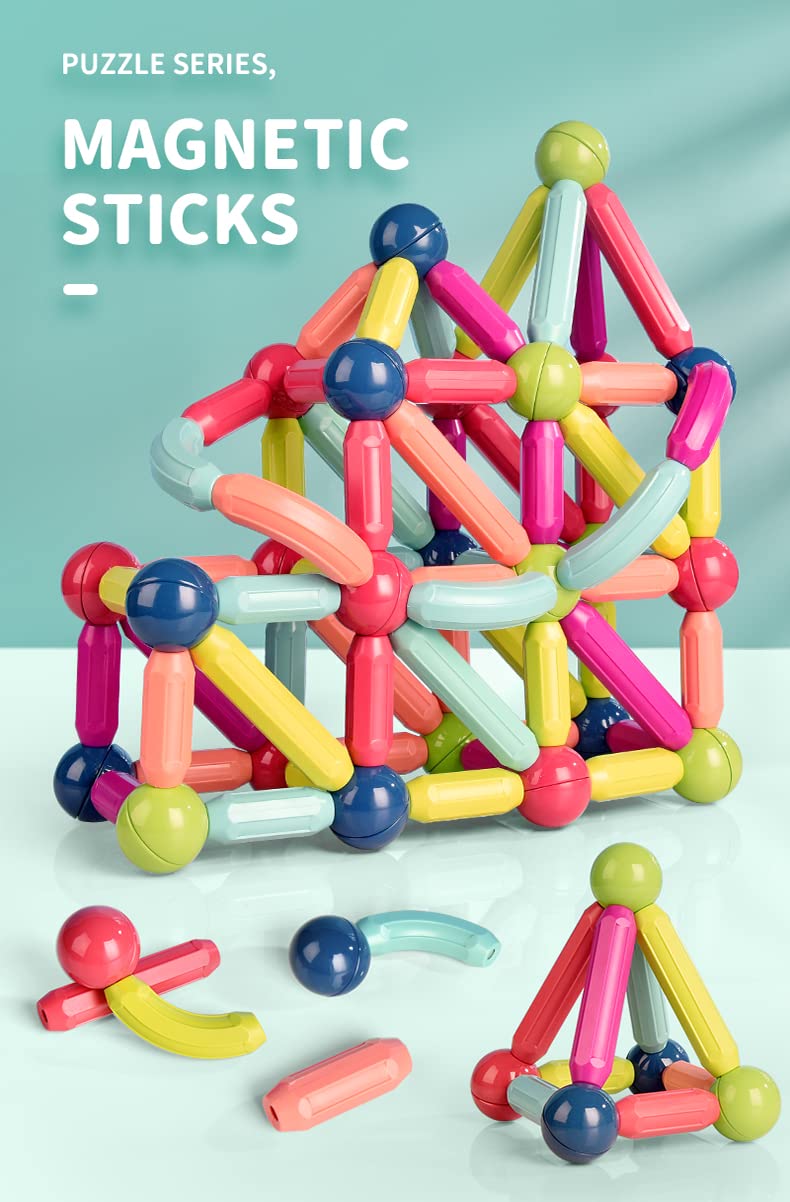 Jofarstep Magnetic Balls and Rods Set, Magnet Building Set, Magnetic Balls and Sticks - Featuring Safe, Extra-Strong, Montessori Toys STEM Stacking Toys for Boys & Girls 3+ (42 PCS) - Image 4