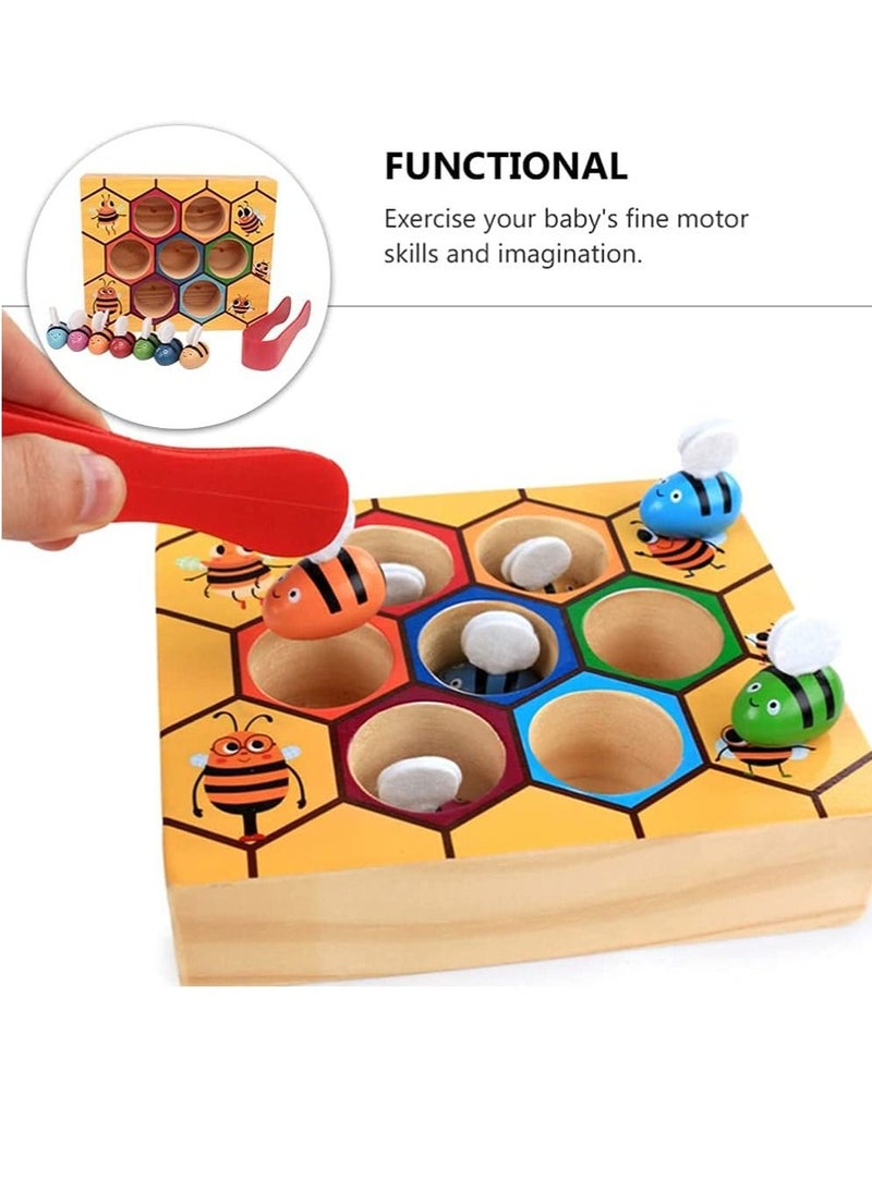 XiuWoo - Wooden Clamp Bee to Hive Matching Color Sorting Puzzle Game Early Learning Preschool Fine Motor Skil Montessori Toy for 3 4 5 Years Old Kids - Image 1
