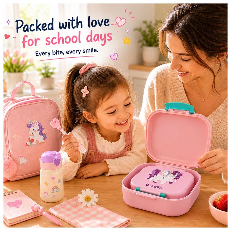 Bonbon - 4-Compartment Kids Lunch Box - Unicorn - 2 Pc Set - Image 2