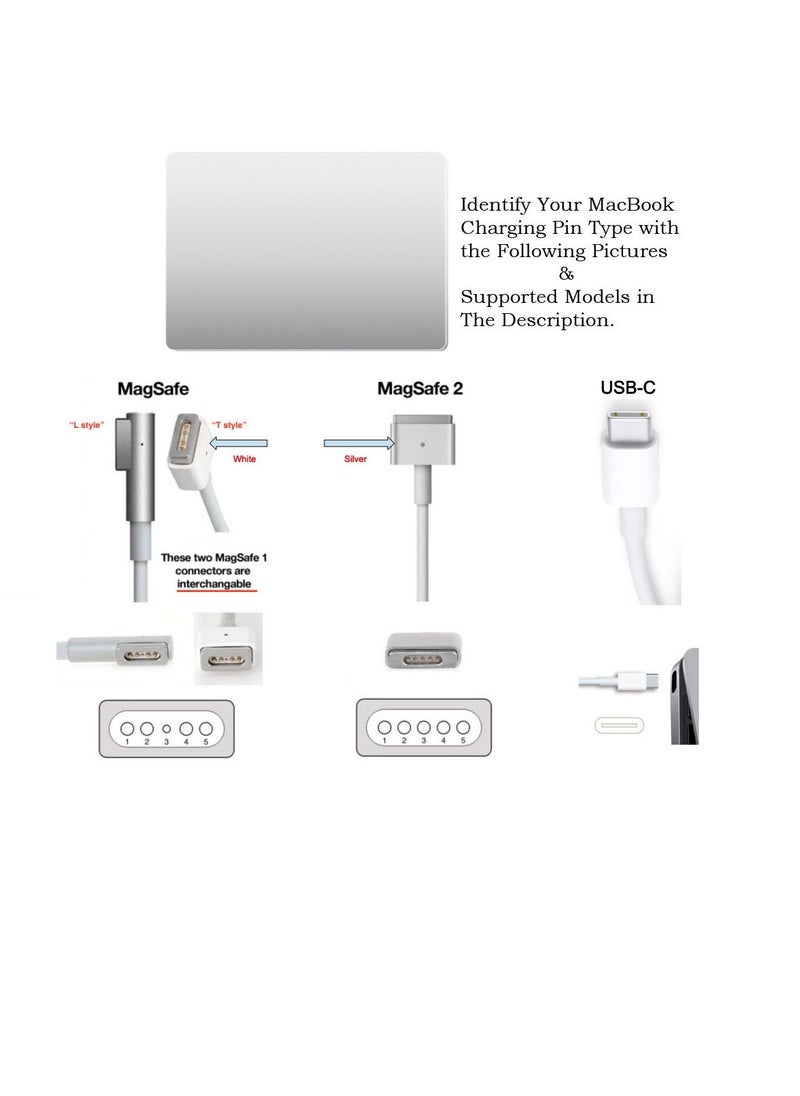 Generic - Replacement Power Adapter For MagSafe 85W L Type USB Compatible Charger for Macbook Pro A1286 A1297 A1229 A1260 PRO 13 Inch - Image 1