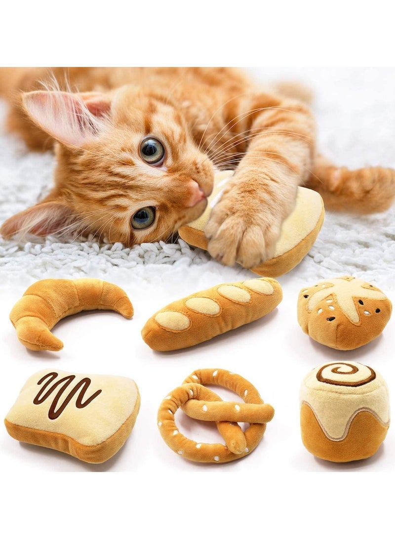 هايداز Highdas Bread Catnip Toys Cat Toys for Indoor Cats Interactive Toys for Cat Lover Gifts Kitten Chew Bite Kick Toys Baguette Croissant Pretzel Toast Bun Cinnamon Roll Plush Catmint Pet Birthday Present - Image 1