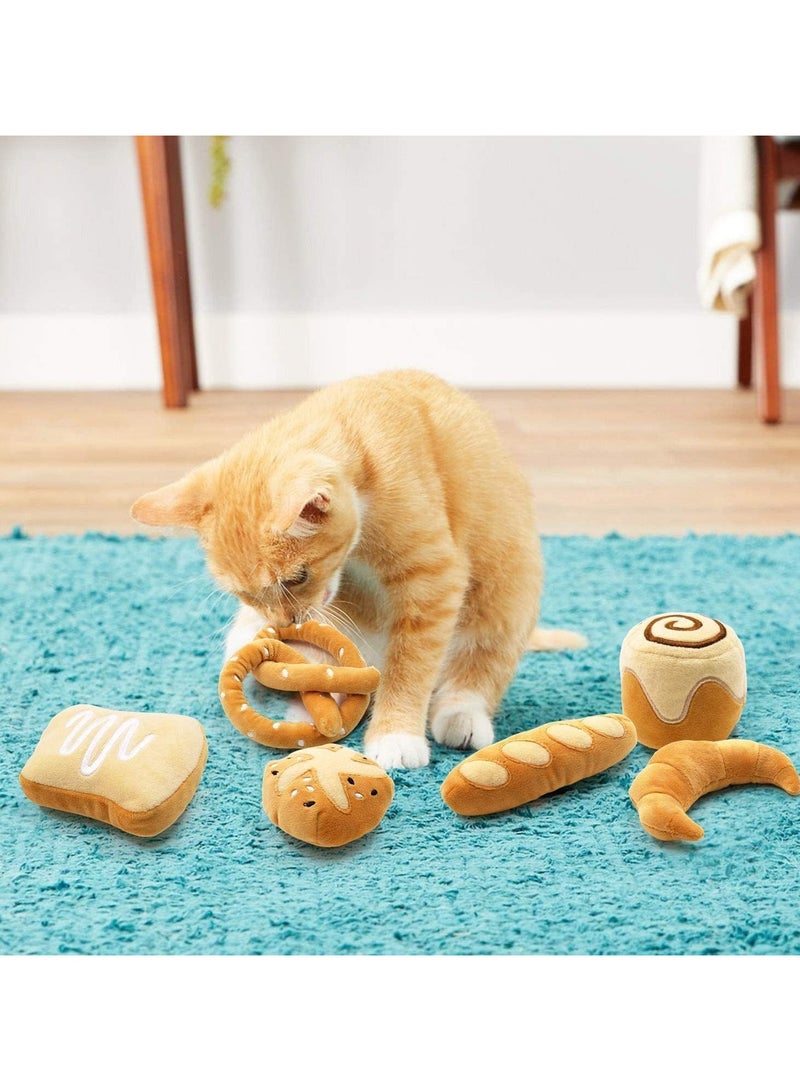 هايداز Highdas Bread Catnip Toys Cat Toys for Indoor Cats Interactive Toys for Cat Lover Gifts Kitten Chew Bite Kick Toys Baguette Croissant Pretzel Toast Bun Cinnamon Roll Plush Catmint Pet Birthday Present - Image 3