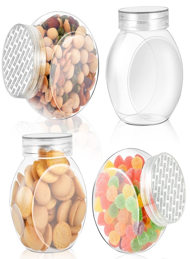 Elesunory 4-Pack 14.5 oz Clear Plastic Candy Jars with Lids, Airtight Candy containers for Individual Portions, Snacks, Treats & Crafts, Stackable, Shatterproof Kitchen Plastic Cookie Containers - Image 1