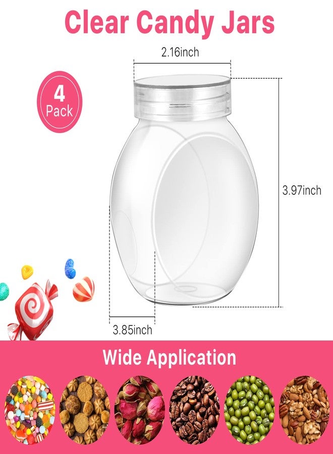Elesunory 4-Pack 14.5 oz Clear Plastic Candy Jars with Lids, Airtight Candy containers for Individual Portions, Snacks, Treats & Crafts, Stackable, Shatterproof Kitchen Plastic Cookie Containers - Image 3