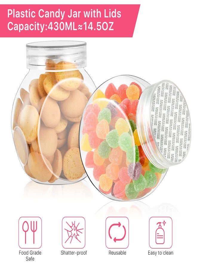 Elesunory 4-Pack 14.5 oz Clear Plastic Candy Jars with Lids, Airtight Candy containers for Individual Portions, Snacks, Treats & Crafts, Stackable, Shatterproof Kitchen Plastic Cookie Containers - Image 4