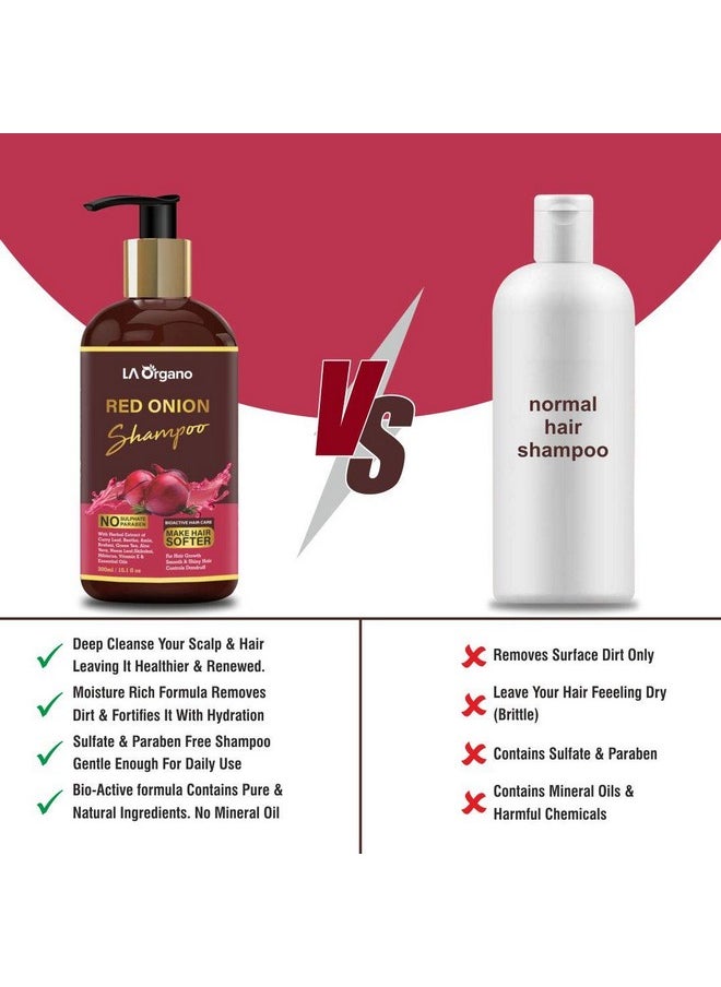 LA Organo Red Onion Hair Shampoo, 300Ml For Complete Hair Solution For Men & Women  - Image 4