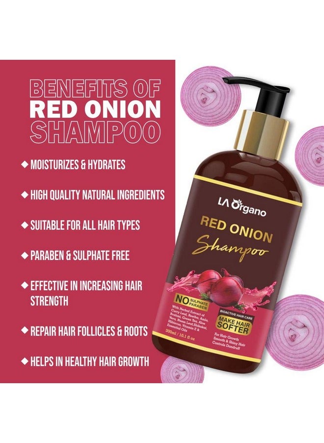 LA Organo Red Onion Hair Shampoo, 300Ml For Complete Hair Solution For Men & Women  - Image 3