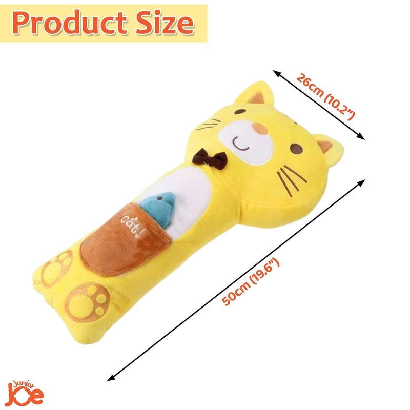 JUNIOR JOE Soft Velvet Car Seat Belt Pillow For KidsTravel Neck Pillow With CushionCute Cartoon Vehicle Shoulder Pads For ChildrenStyle41 CountYellow - Image 2