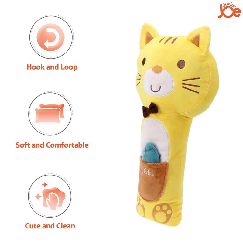 JUNIOR JOE Soft Velvet Car Seat Belt Pillow For KidsTravel Neck Pillow With CushionCute Cartoon Vehicle Shoulder Pads For ChildrenStyle41 CountYellow - Image 4