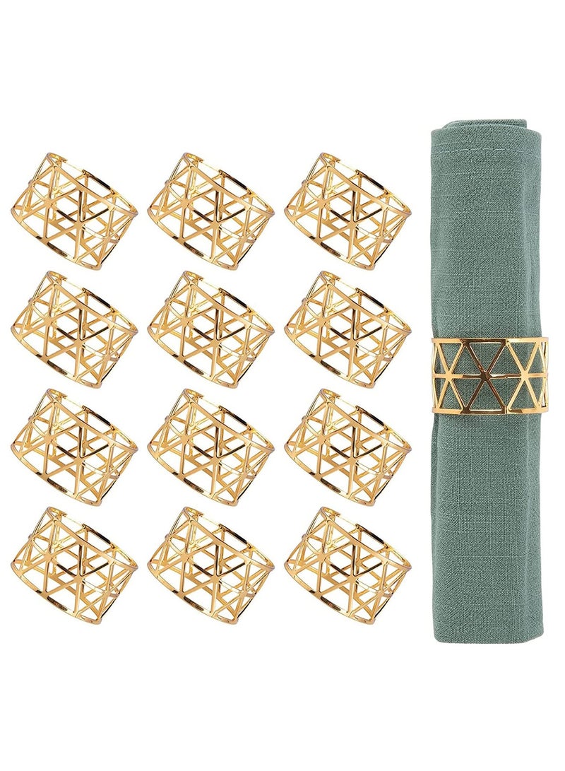 KASTWAVE Gold Napkin Rings Holders Set of 12 Dining Birthday Dinner Holiday Party Table Setting Decoration Wedding  - Image 1