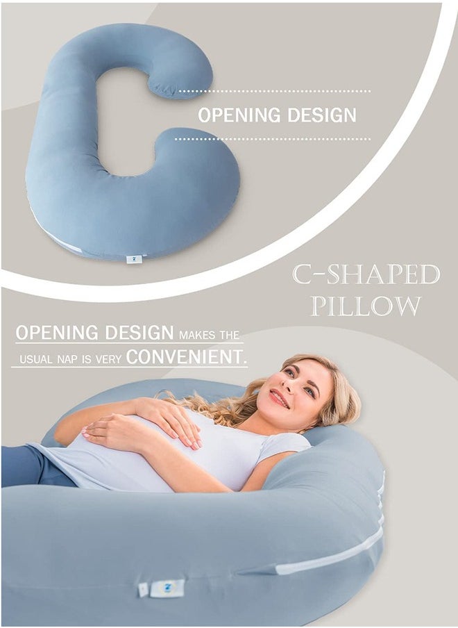 Cool Baby - C Shape Cooling Pregnancy Pillow Cover Dark Grey With Detachable Side Support For Back Hips Legs Belly For Pregnant Women - Image 1