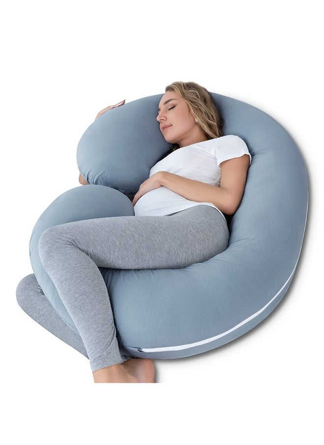 Cool Baby - C Shape Cooling Pregnancy Pillow Cover Dark Grey With Detachable Side Support For Back Hips Legs Belly For Pregnant Women - Image 1