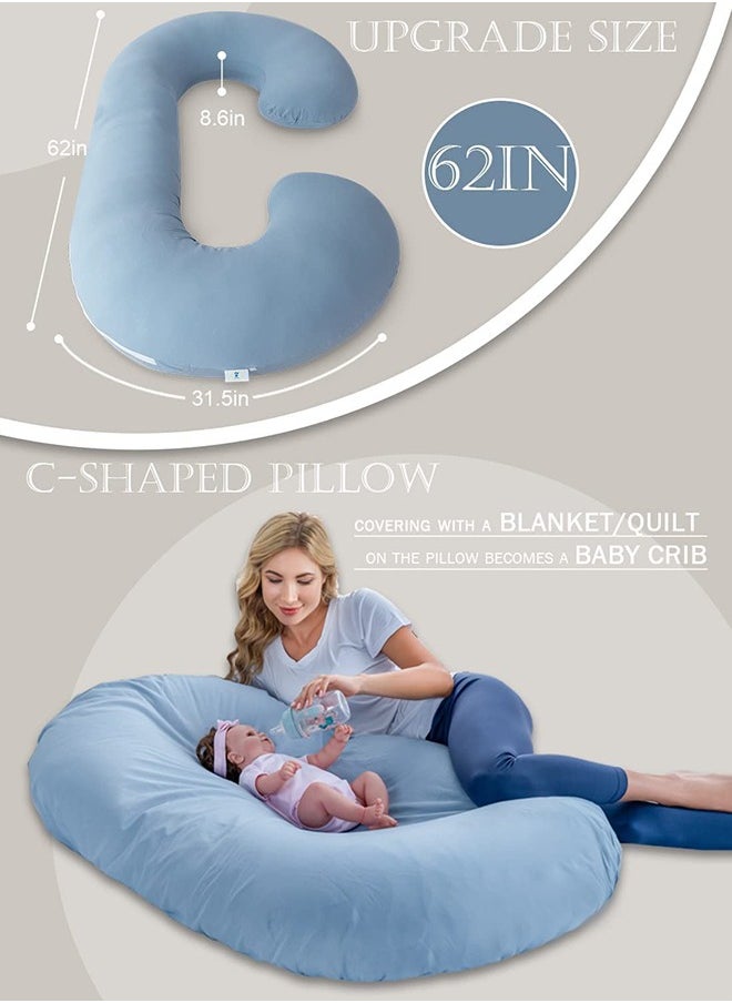 Cool Baby - C Shape Cooling Pregnancy Pillow Cover Dark Grey With Detachable Side Support For Back Hips Legs Belly For Pregnant Women - Image 1
