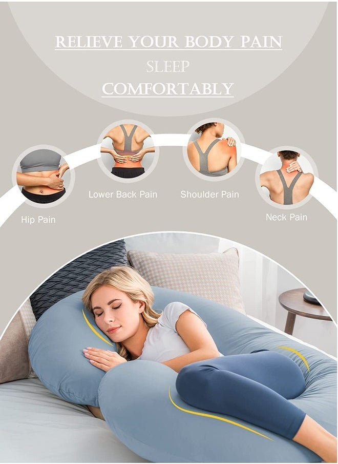 Cool Baby - C Shape Cooling Pregnancy Pillow Cover Dark Grey With Detachable Side Support For Back Hips Legs Belly For Pregnant Women - Image 1