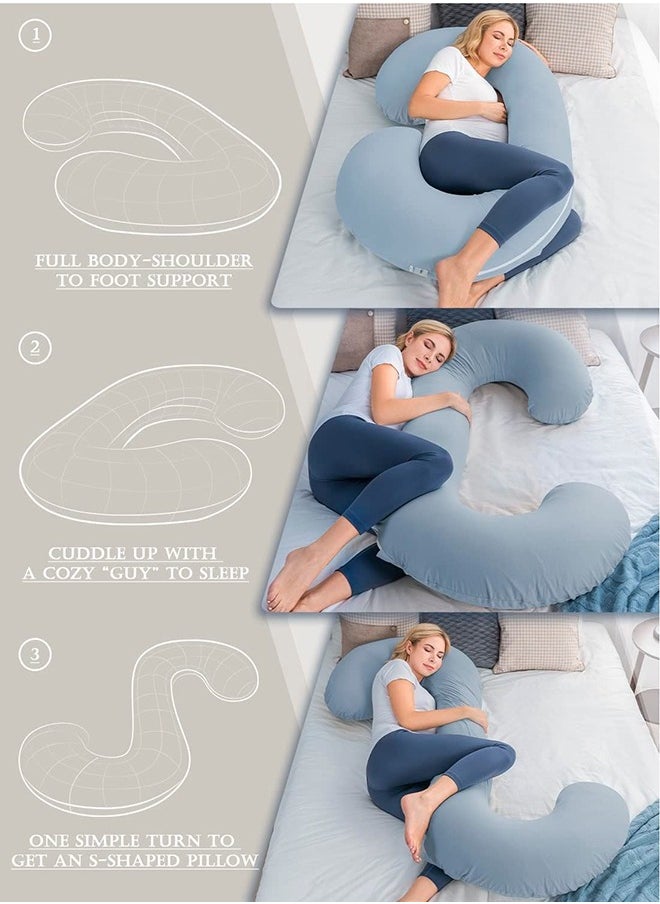 Cool Baby - C Shape Cooling Pregnancy Pillow Cover Dark Grey With Detachable Side Support For Back Hips Legs Belly For Pregnant Women - Image 1