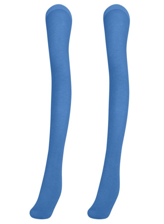 MUKHAKSH (Pack of 2 Pairs Girls Kids Cotton Thigh High Thigh Length upto the thigh Mid Thigh Long Sky Blue Stocking Socks, 15-16 Years - Image 1