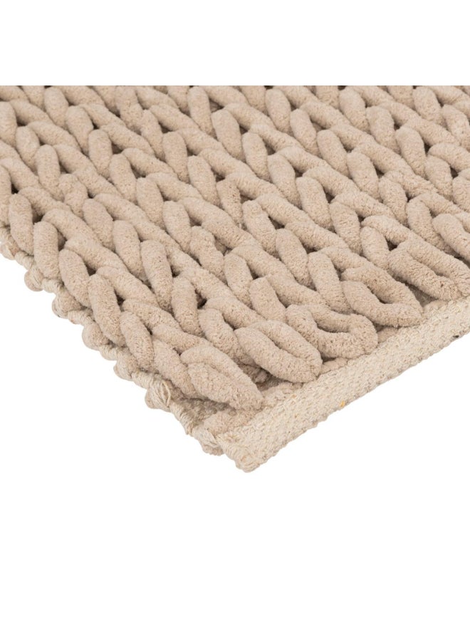 حامل ماكينة تحضير دعاسة حمام مستطيلة سميكة منقوشة بيج كتاني 50x 75سم 174729O - Image 2