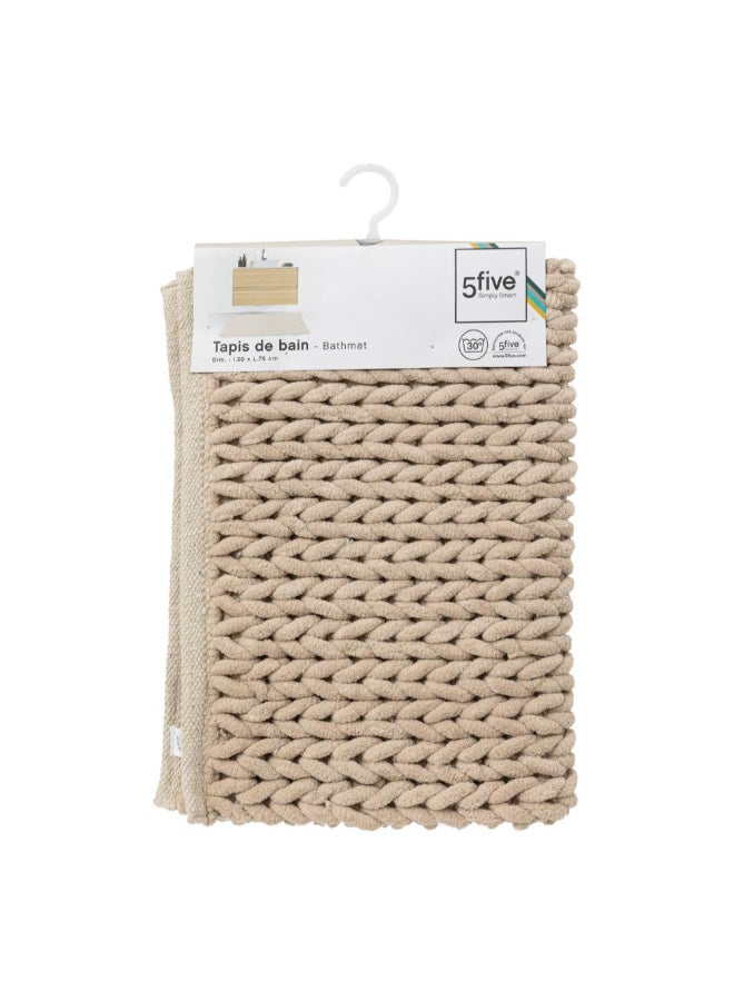 حامل ماكينة تحضير دعاسة حمام مستطيلة سميكة منقوشة بيج كتاني 50x 75سم 174729O - Image 4